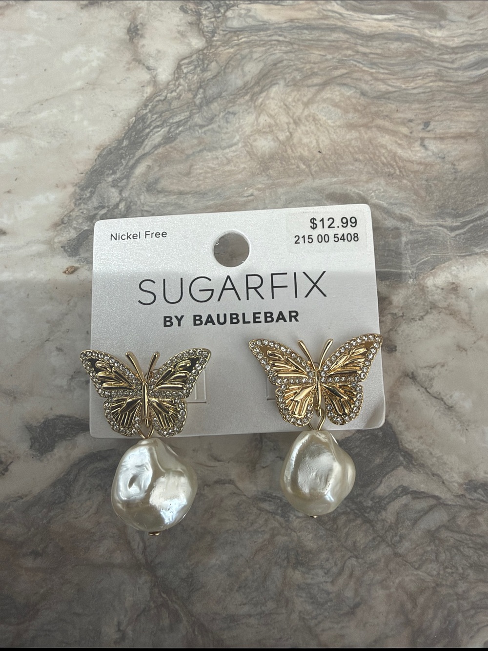 Sugarfix by BaubleBar Gold Butterfly Pearl Drop Earrings